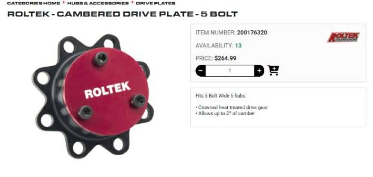 Set Roltek- Cambered Drive Plate - 8 Bolt
